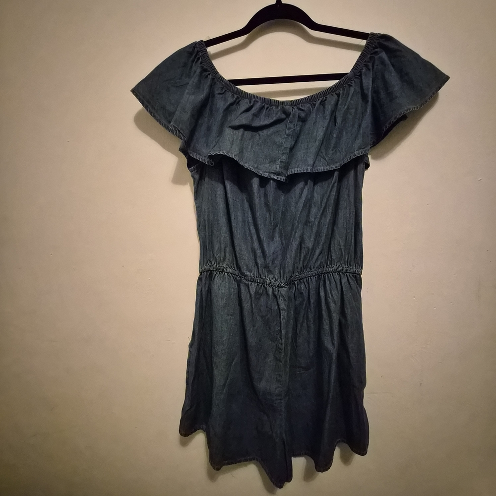 Denim Off-Shoulder Romper